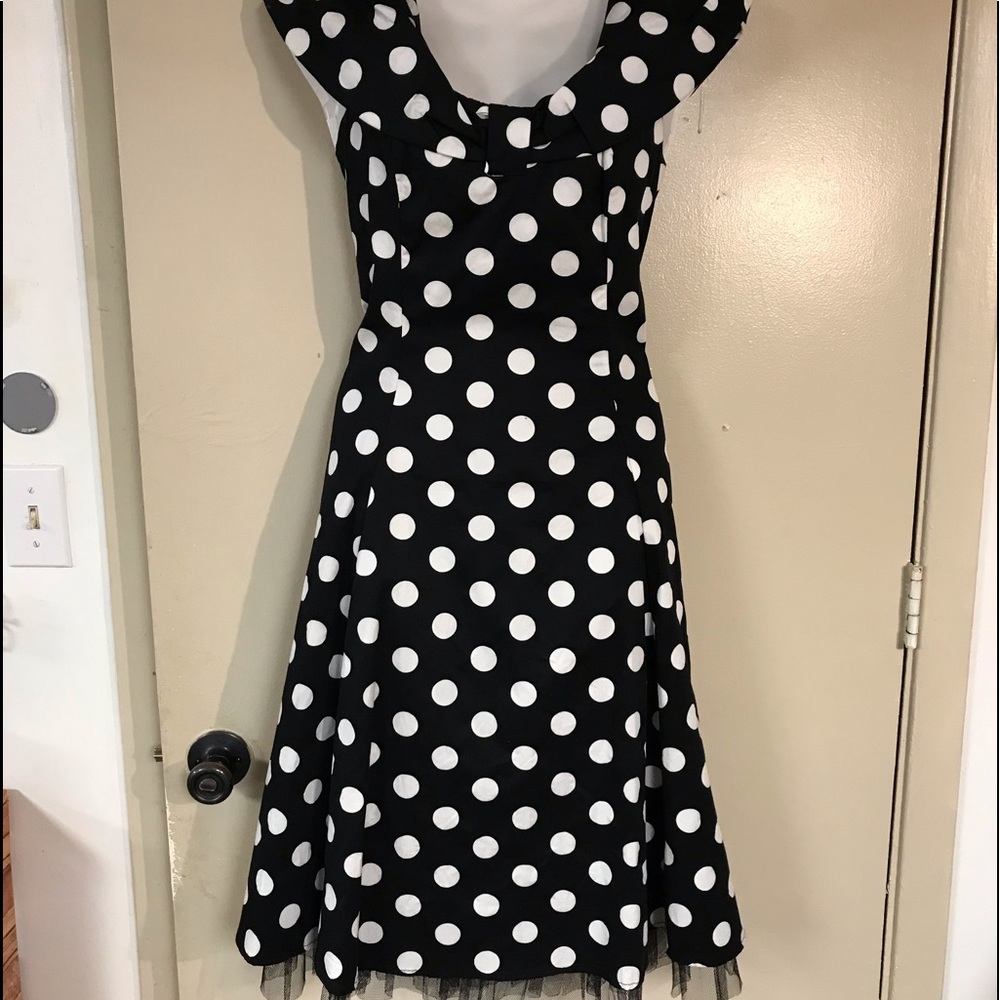 NWOT black and white Polka dot dress by H&R size 14